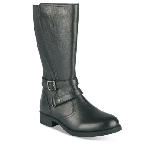 Bottes NOIR Fille CUIR Motif Uni Fermeture éclair