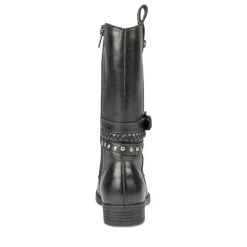 Bottes NOIR Fille CUIR Motif Uni Fermeture éclair