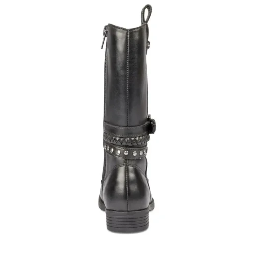 Bottes NOIR Fille CUIR Motif Uni Fermeture éclair