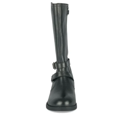Bottes NOIR Fille CUIR Motif Uni Fermeture éclair