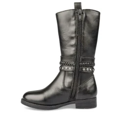 Bottes NOIR Fille CUIR Motif Uni Fermeture éclair