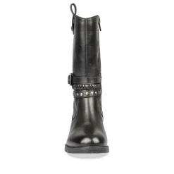 Bottes NOIR Fille CUIR Motif Uni Fermeture éclair
