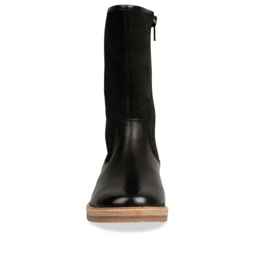 Bottes NOIR Fille CUIR Motif Uni Fermeture éclair