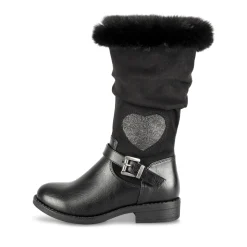 Bottes NOIR Fille Motif Coeurs Fermeture éclair