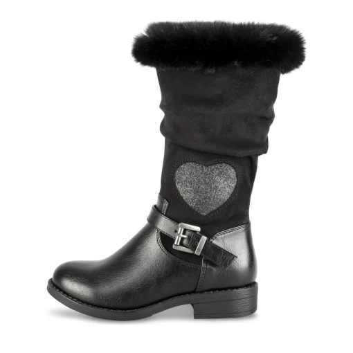 Bottes NOIR Fille Motif Coeurs Fermeture éclair