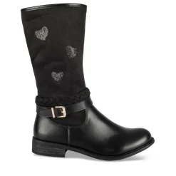 Bottes NOIR Fille Motif Coeurs Fermeture éclair