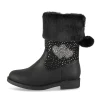 Bottes NOIR Fille Motif Coeurs Fermeture éclair