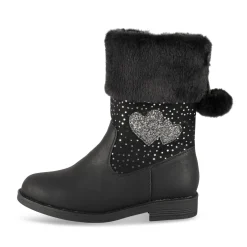 Bottes NOIR Fille Motif Coeurs Fermeture éclair