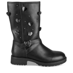 Bottes NOIR Fille Motif Coeurs Fermeture éclair