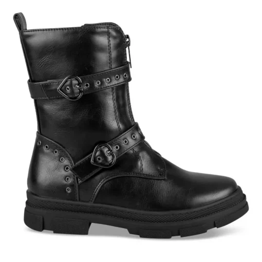 Bottes NOIR Fille Motif Coeurs Fermeture éclair