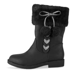 Bottes NOIR Fille Motif Coeurs Fermeture éclair