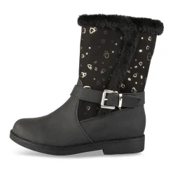 Bottes NOIR Fille Motif Coeurs Fermeture éclair