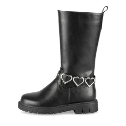 Bottes NOIR Fille Motif Coeurs Fermeture éclair
