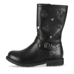 Bottes NOIR Fille Motif Coeurs Fermeture éclair