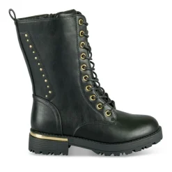 Bottes NOIR Fille Motif Clouté Lacets
