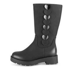 Bottes NOIR Fille Motif Coeurs Fermeture éclair