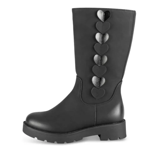 Bottes NOIR Fille Motif Coeurs Fermeture éclair