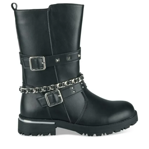 Bottes NOIR Fille Motif Chaîne Fermeture éclair