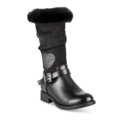 Bottes NOIR Fille Motif Coeurs Fermeture éclair