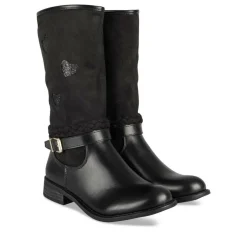 Bottes NOIR Fille Motif Coeurs Fermeture éclair