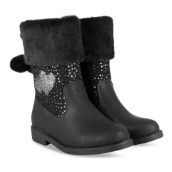 Bottes NOIR Fille Motif Coeurs Fermeture éclair