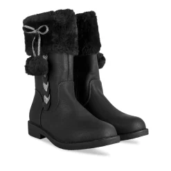 Bottes NOIR Fille Motif Coeurs Fermeture éclair