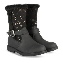 Bottes NOIR Fille Motif Coeurs Fermeture éclair