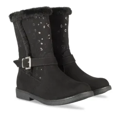 Bottes NOIR Fille Motif Coeurs Fermeture éclair