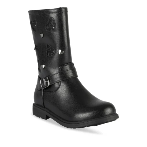 Bottes NOIR Fille Motif Coeurs Fermeture éclair
