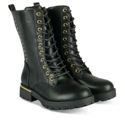 Bottes NOIR Fille Motif Clouté Lacets