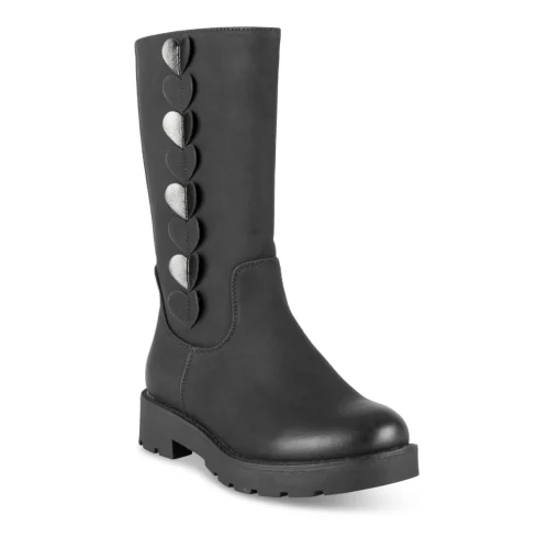 Bottes NOIR Fille Motif Coeurs Fermeture éclair