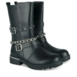 Bottes NOIR Fille Motif Chaîne Fermeture éclair
