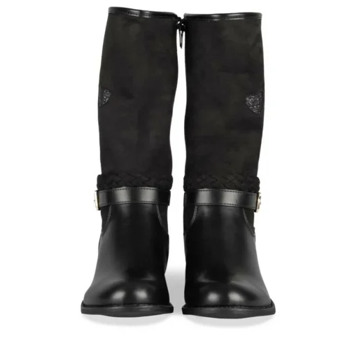 Bottes NOIR Fille Motif Coeurs Fermeture éclair