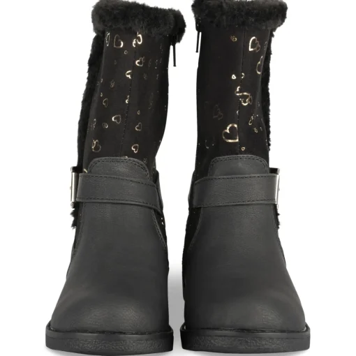 Bottes NOIR Fille Motif Coeurs Fermeture éclair