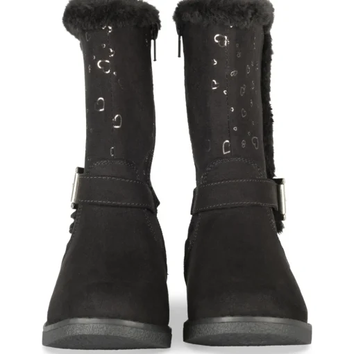 Bottes NOIR Fille Motif Coeurs Fermeture éclair