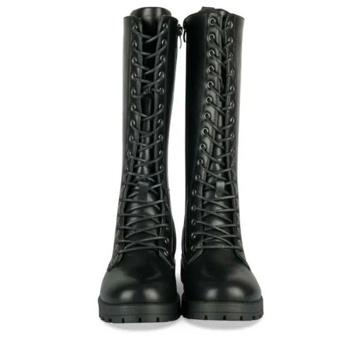 Bottes NOIR Fille Motif Clouté Lacets