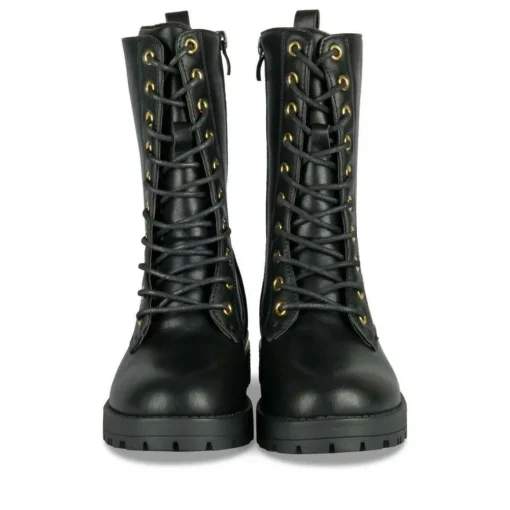 Bottes NOIR Fille Motif Clouté Lacets