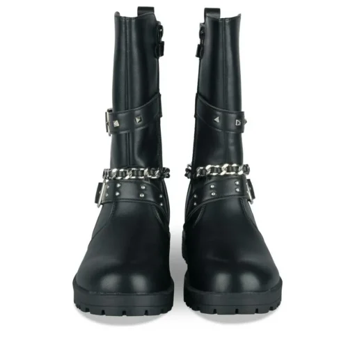 Bottes NOIR Fille Motif Chaîne Fermeture éclair