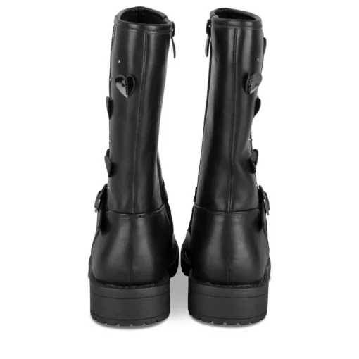 Bottes NOIR Fille Motif Coeurs Fermeture éclair
