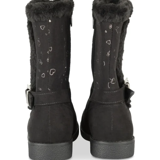 Bottes NOIR Fille Motif Coeurs Fermeture éclair