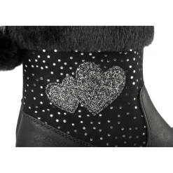 Bottes NOIR Fille Motif Coeurs Fermeture éclair