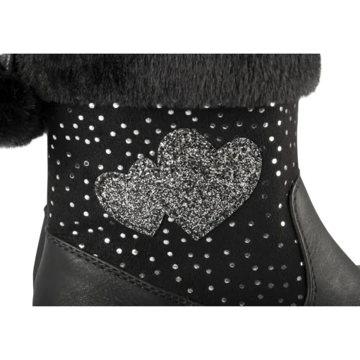 Bottes NOIR Fille Motif Coeurs Fermeture éclair
