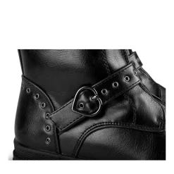 Bottes NOIR Fille Motif Coeurs Fermeture éclair