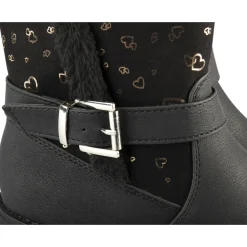 Bottes NOIR Fille Motif Coeurs Fermeture éclair