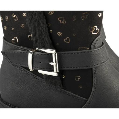 Bottes NOIR Fille Motif Coeurs Fermeture éclair