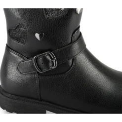 Bottes NOIR Fille Motif Coeurs Fermeture éclair