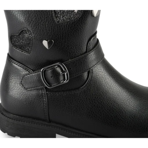 Bottes NOIR Fille Motif Coeurs Fermeture éclair
