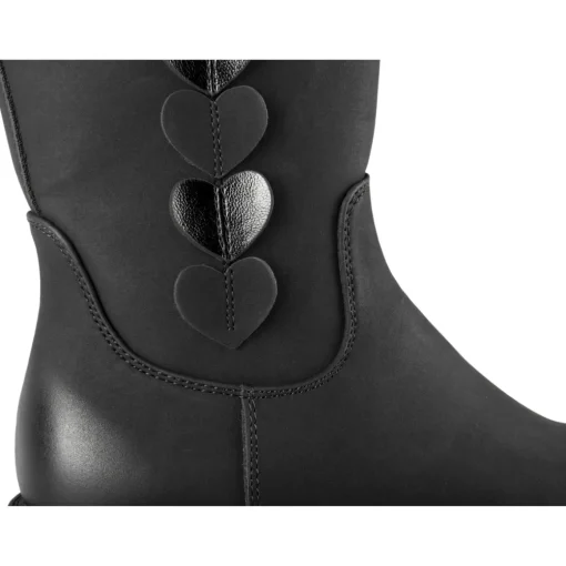 Bottes NOIR Fille Motif Coeurs Fermeture éclair