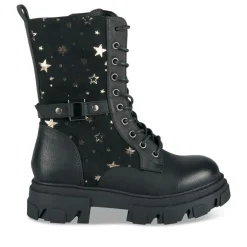 Bottes NOIR Fille Motif Etoiles Lacets