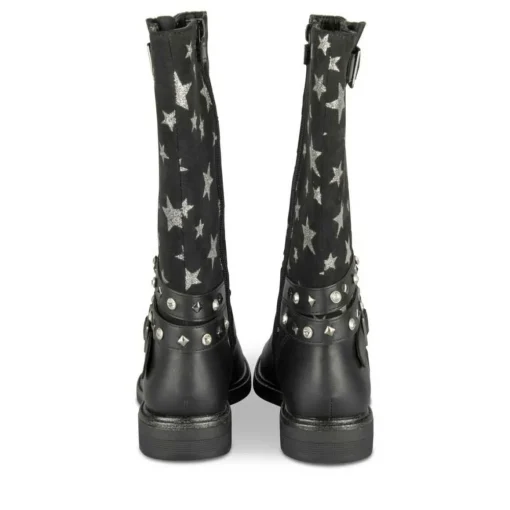 Bottes NOIR Fille Motif Etoiles Fermeture éclair